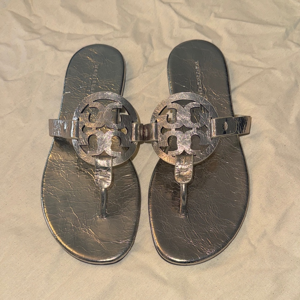 Tory Burch Metallic /Crackled look “Spark Gold” Miller Sandals